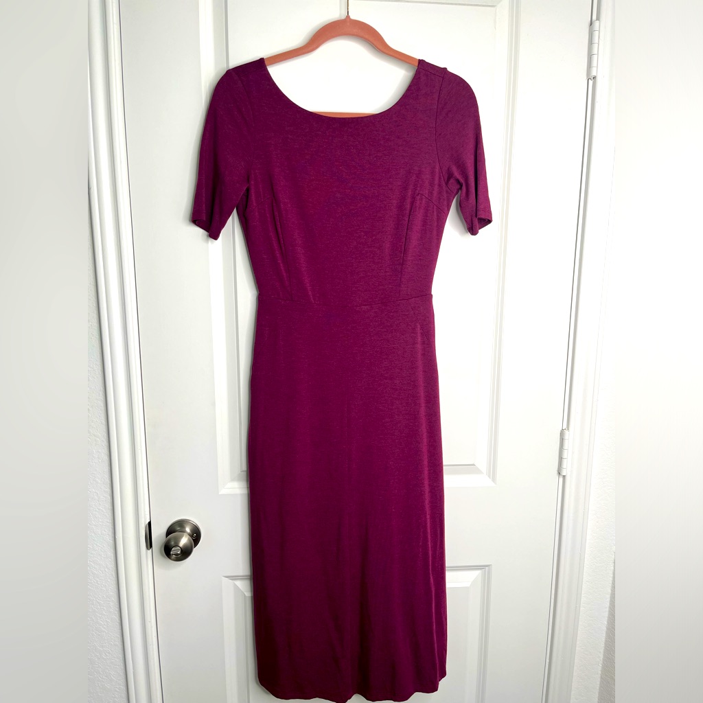 Heather By Bordeaux Knit Open Back Dress Maroon Size Small